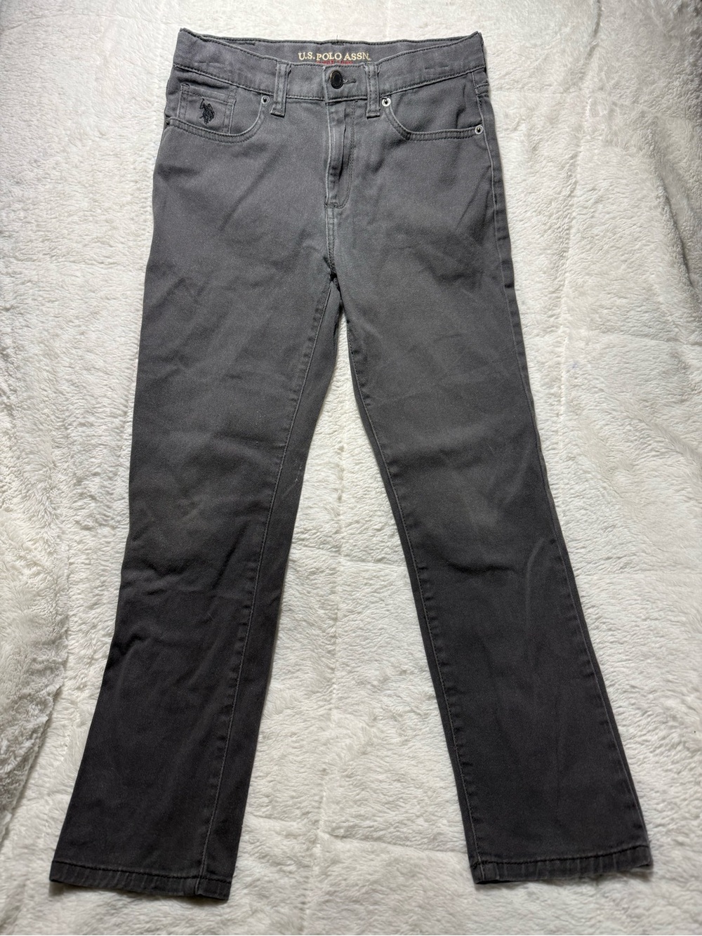 Boys U.S. Polo Assn. Gray Straight-Leg Jeans 98% Cotton Sz 12